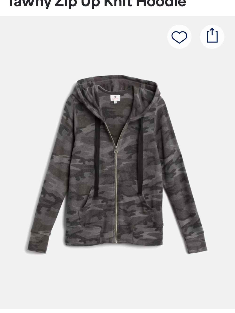 Sundry Tawn y Zip-Up Camo Hoodie in Gray & Charcoal - Picture 3 of 6